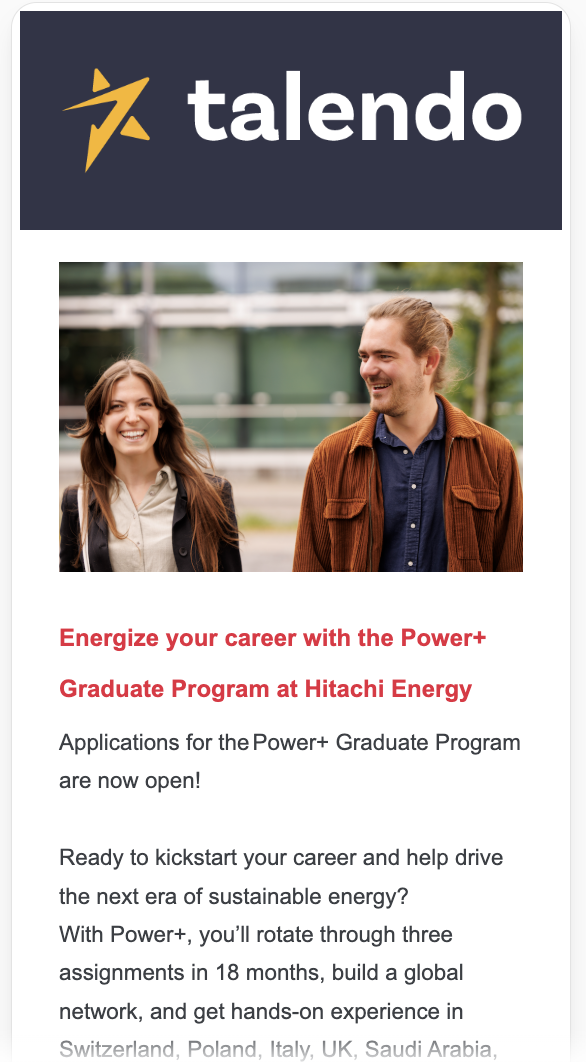 Power+ Graduate Program: Applications Now Open! – Hitachi Energy Mailing